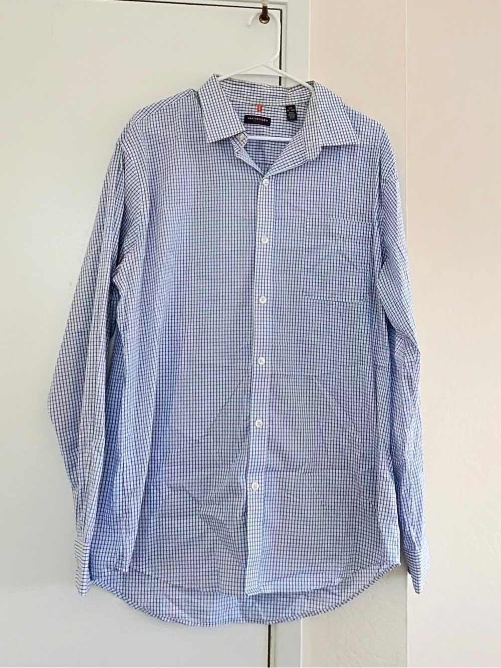 Van Heusen Blue Gingham Long-Sleeve Dress Shirt